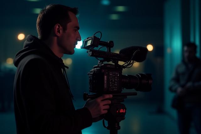 Fotógrafo profesional capturando una imagen con equipo de alta gama.